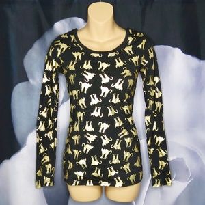 Metallic Gold Cats Long Sleeve Shirt